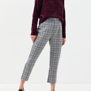 Light brown Kendall + Kylie Belted Plaid Pants